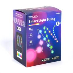 Ghirlanda luminoasa inteligentă, instalatie de craciun 10m, 66 leduri RGB-IC, smart, Bluetooth si telecomanda, cu USB Fairy Lights Rainbow 58382B-12m