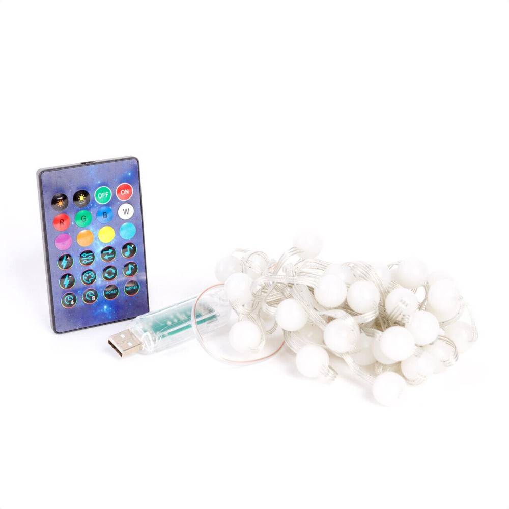 Ghirlanda luminoasa inteligentă, instalatie de craciun 10m, 66 leduri RGB-IC, smart, Bluetooth si telecomanda, cu USB Fairy Lights Rainbow 58382B-12m