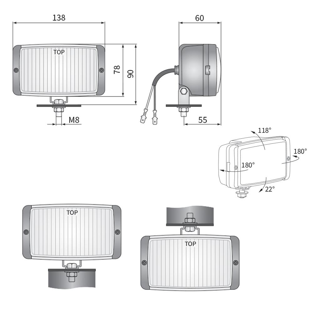 Proiector faza lunga 138x78, alb, cu Husa, HM1.07329.01 Wesem