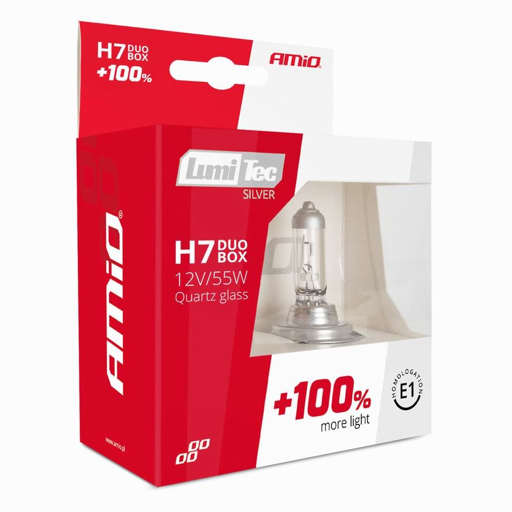 Set 2 becuri H7, 12V/55W, extra 100%, Duo LumiTec Silver 01403 Amio