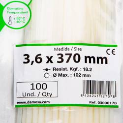 Set 100 coliere plastic 370x3.6mm, albe, 300017B Cofil