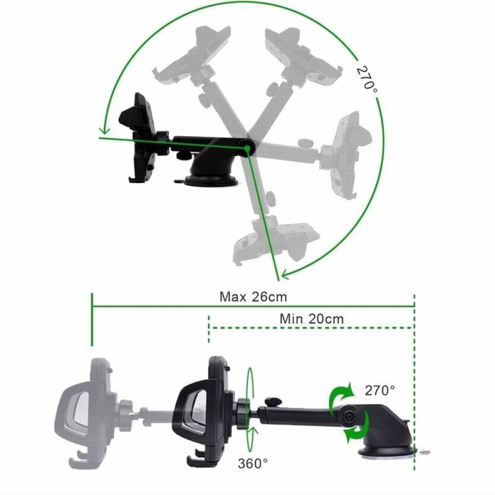 Suport telefon cu ventuza, picior telescopic, KURT 42860 CarCo