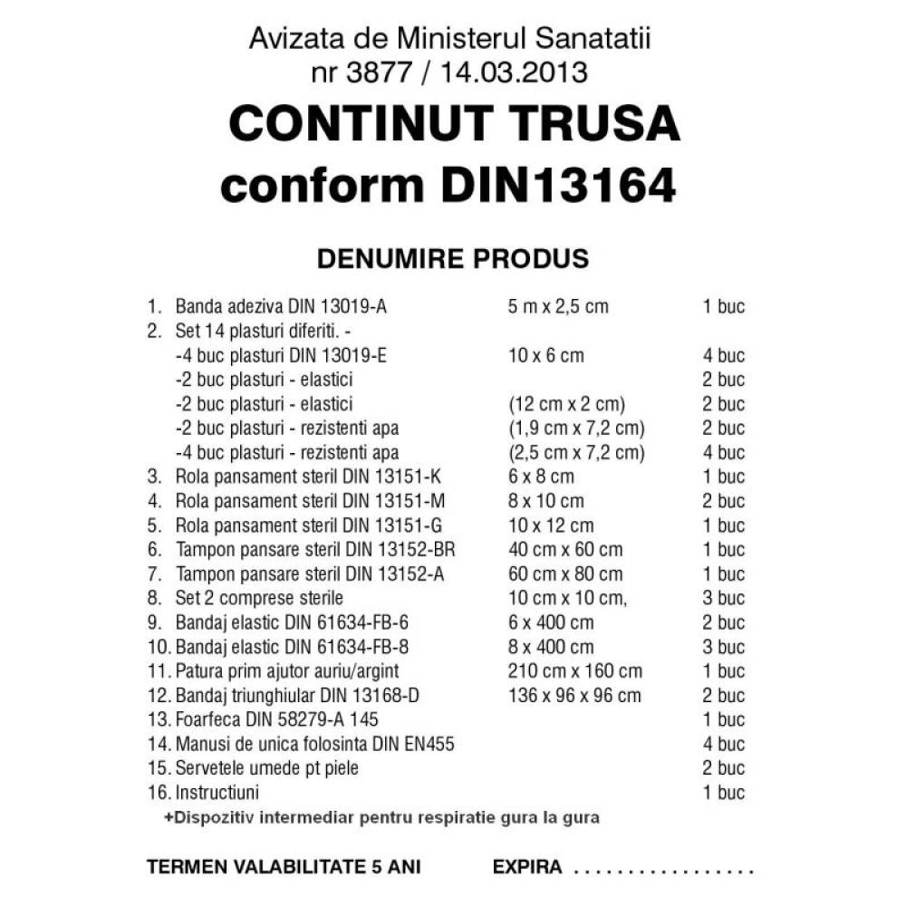 Trusa sanitara auto 5 ANI, BD DIN13164 KAMARAD