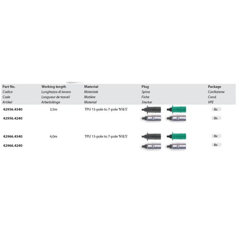 Cablu curent camion 24V, 3.5m, tip Y, cu adaptor de la 15pini la 7 pini N/S, Eco 42956.4340 Reflex-Allen