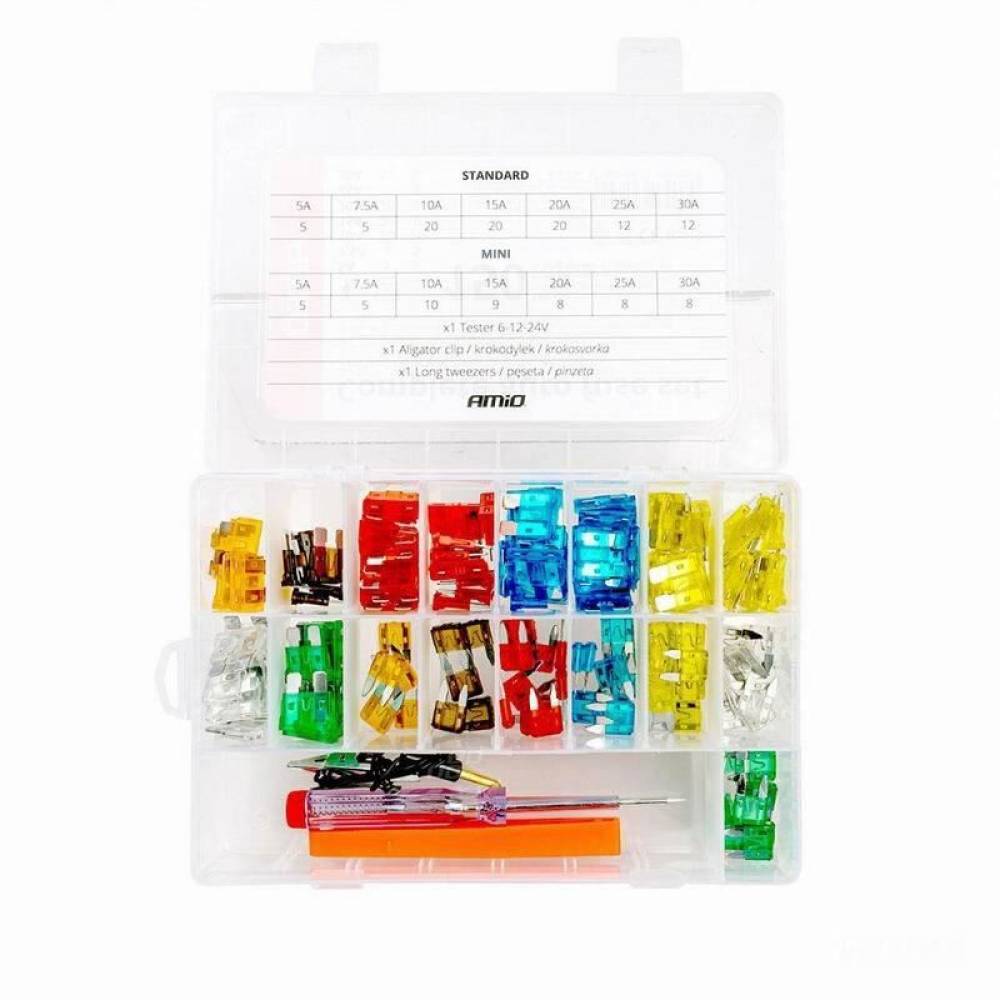 Set sigurante plate mari si mici, cu extractor si creion tensiune, 150 bucati, 03037 Amio