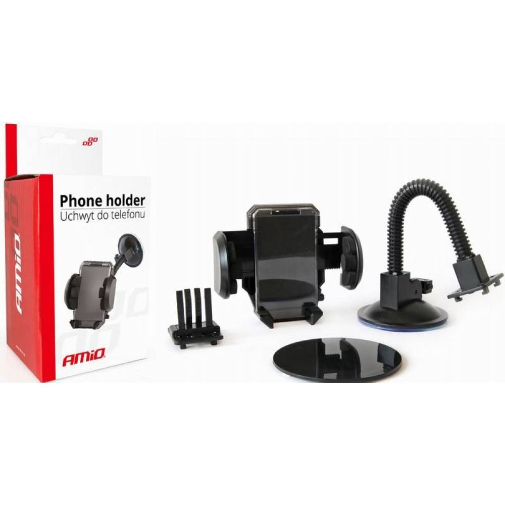 Suport telefon, 3 prinderi, cu ventuza, grila aerisire si talpa adeziva, 01250 Amio