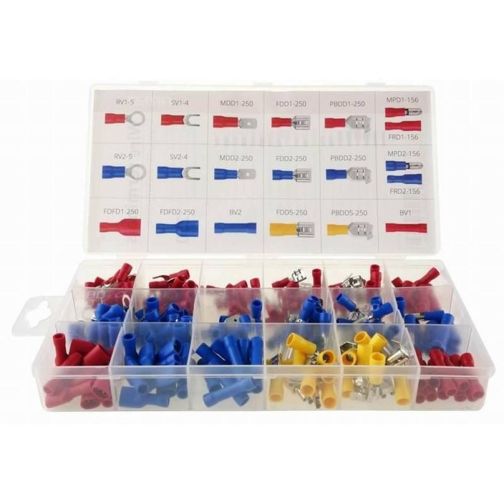 Set 250 papuci electrici Mix, fast, furca, circulari, conectori 02339 Amio