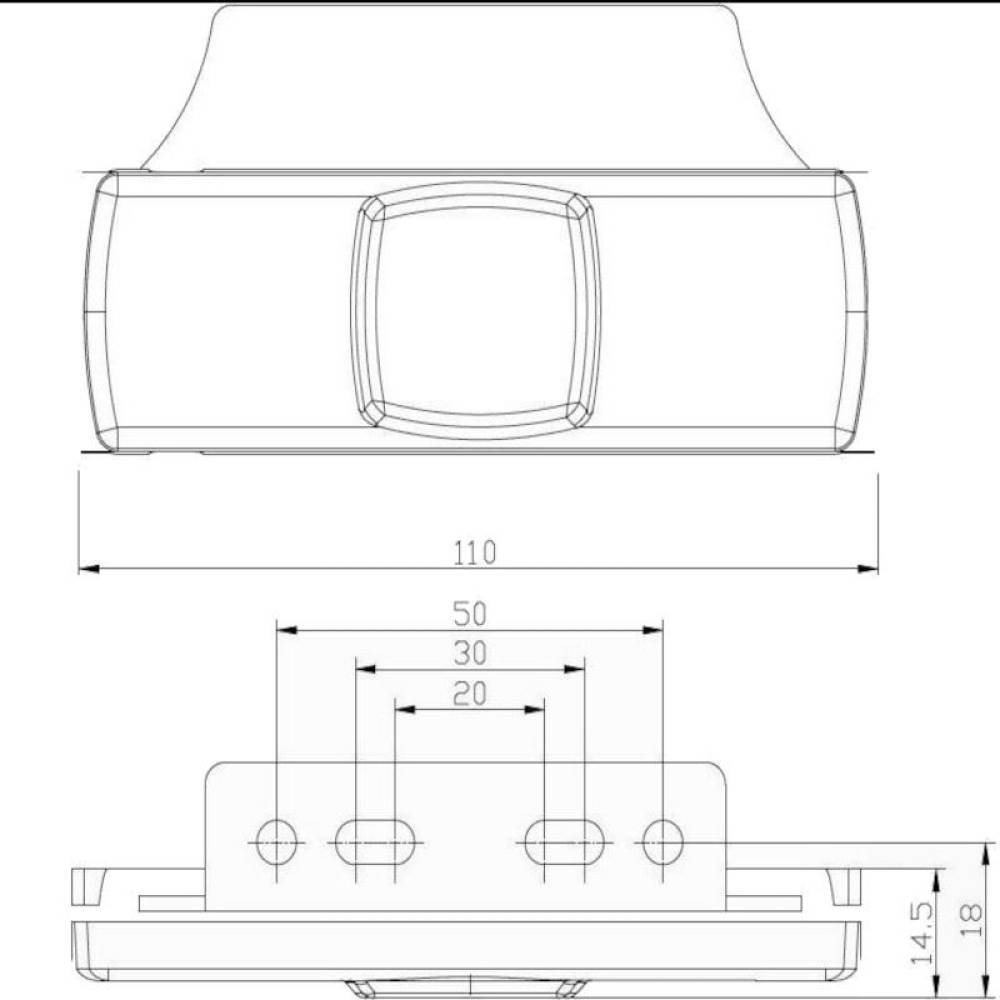 Lampa gabarit 100x32, LED, galbena, cu suport lateral, 12-36V, FT-017/z+k, Fristom