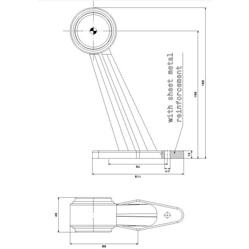Lampa gabarit cu brat 195mm, oblic 45°, LED, alb-rosie, 12-36V, FT-009-E Fristom Lampa gabarit cu brat 195mm, oblic 45°, LED, alb-rosie, 12-36V, FT-009-E Fristom