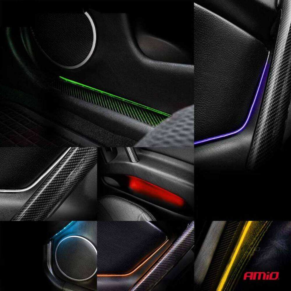Lampa interior, Banda cu Led RGB, 15 culori, flexibila, cu autoadeziv si telecomanda, 2x30cm, Amio 04579
