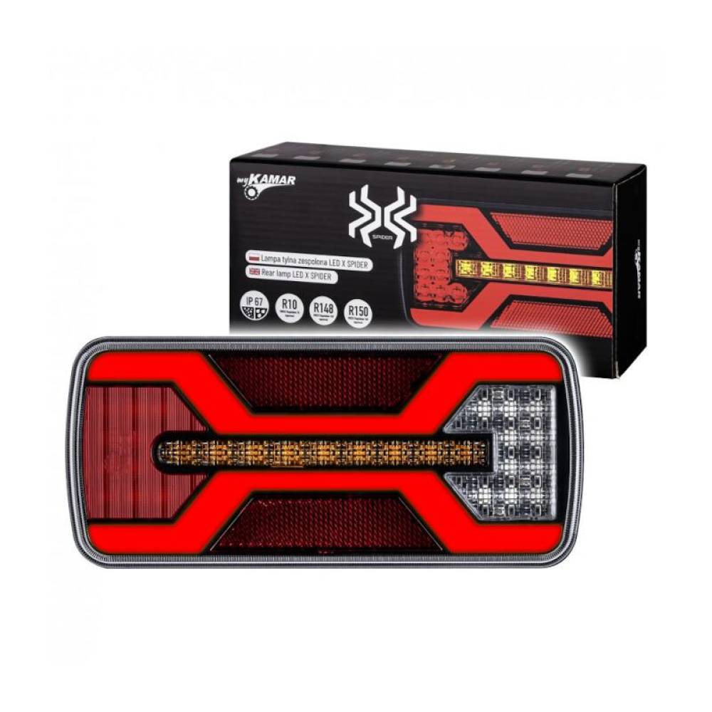 Lampa stop 220x100, 5 functii, LED Neon, 10-30V, cu ceata si catadioptru reflectorizant, mufa 5 pini, stanga-dreapta, X Spider, L2428 TruckLed