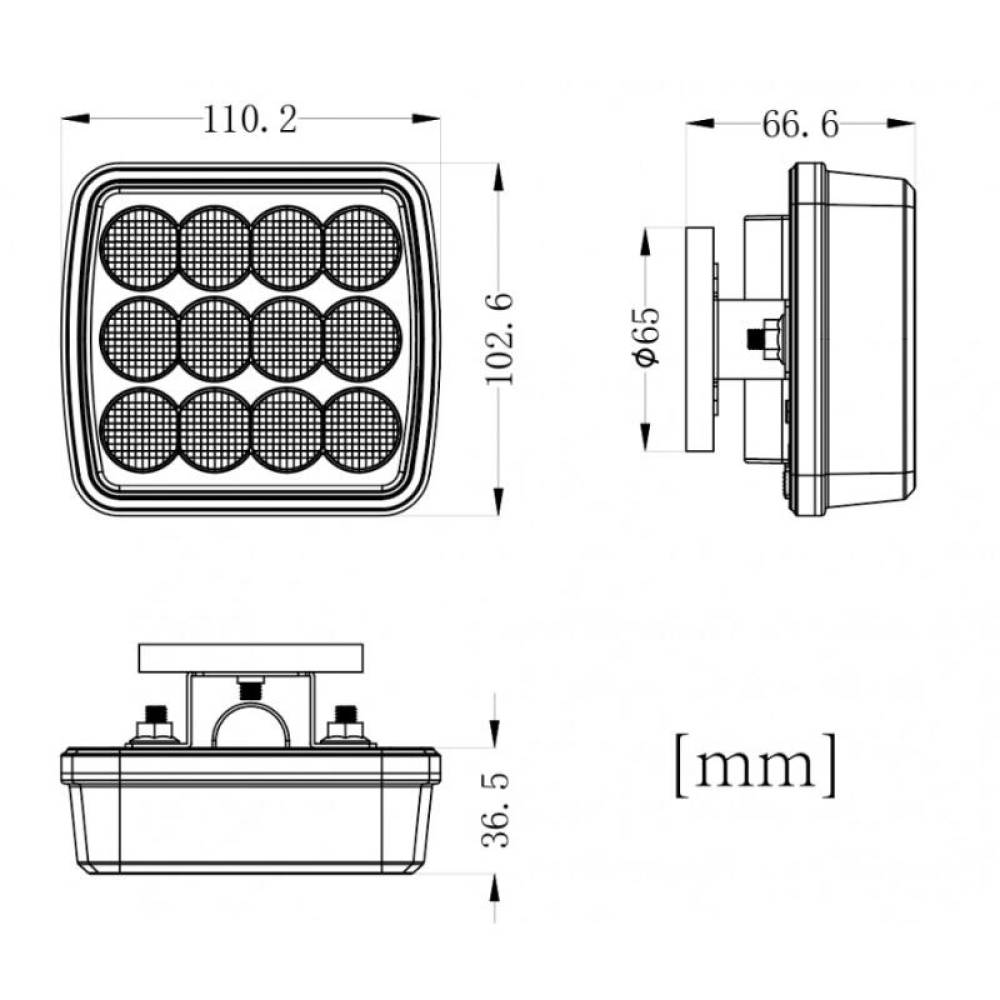 Girofar 12/24V, h36.5, LED, prindere cu magnet, LW0044
