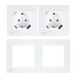 Kit Priza dubla inteligenta SmartHome WiFi, cu rama montaj ingropat PNI-WP202-2