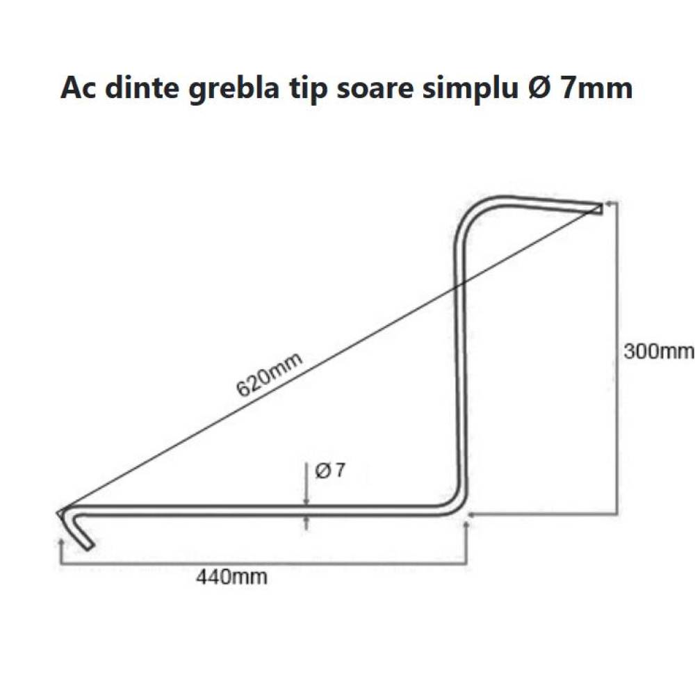 Dinti grebla adunat fan 6.5 mm, 400/330mm, Ac dinte grebla tip soare simplu, BS43 / BK99780 Dinti grebla adunat fan 6.5 mm, 400/330mm, Ac dinte grebla tip soare simplu, BS43 / BK99780
