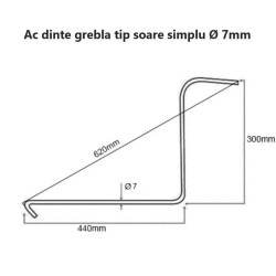 Dinti grebla adunat fan 6.5 mm, 400/330mm, Ac dinte grebla tip soare simplu, BS43 / BK99780