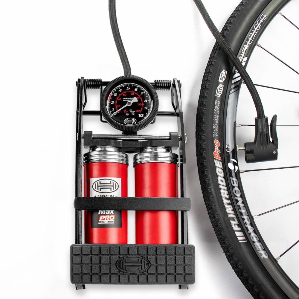 Pompa aer picior 2 cilindri 14 bar, cu husa, PedalMax PRO 225.00 Heyner