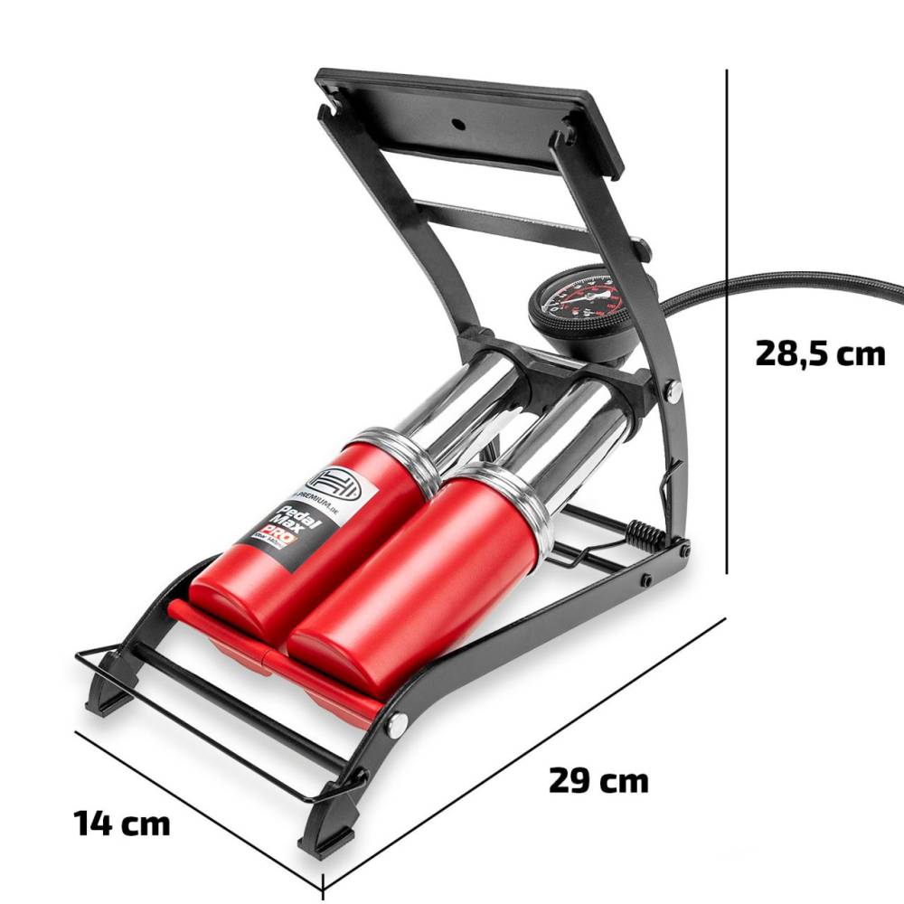 Pompa aer picior 2 cilindri 14 bar, cu husa, PedalMax PRO 225.00 Heyner