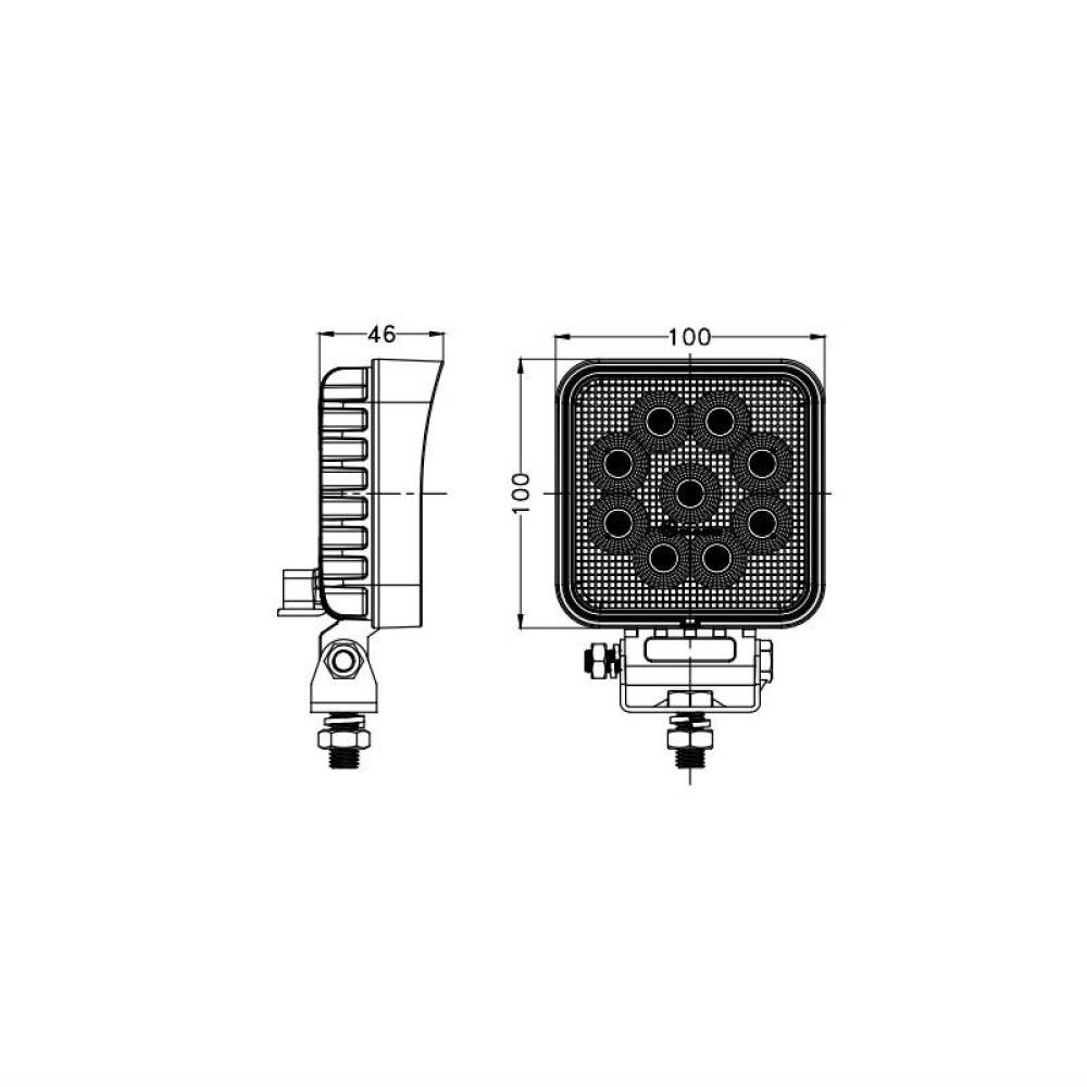 Proiector lucru 100x100, LED-uri Osram, 12-24V, 36W, 2880lm, flood, TT.13336 