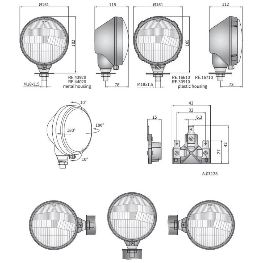 Far tractor rotund metalic pozitie Ursus fara bec, stanga / dreapta, R2 44020 Zelmot Wesem Far tractor rotund metalic pozitie Ursus fara bec, stanga / dreapta, R2 44020 Zelmot Wesem