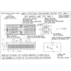Lampa gabarit 140x40, bec, galbena, cu suport, 12-24V, LOP246 Horpol