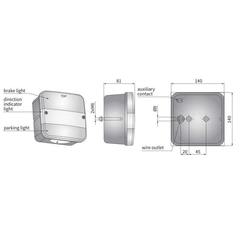 Lampa spate 140x140, 3 functii, LT2 26600 Wesem 