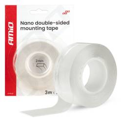 Banda dublu adeziva 20mm x 3m x 1mm, transparenta, Amio 04847