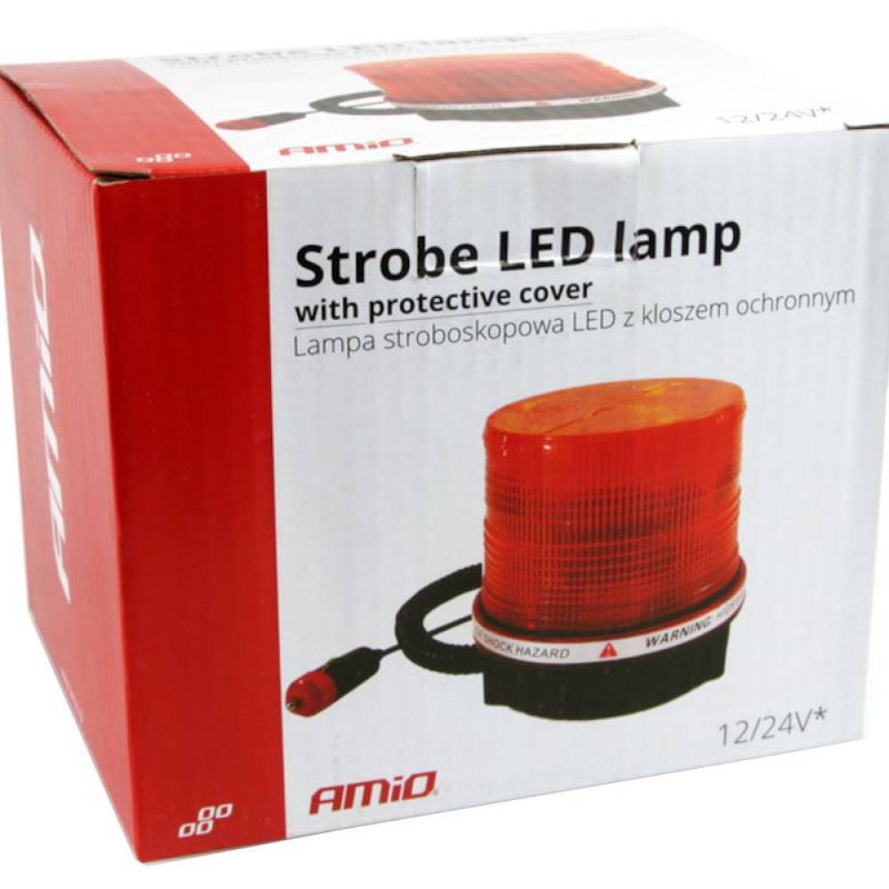 Girofar 24V, h115, fi115, LED, stroboscopic cu prindere cu magnet sau 3 suruburi, cupola transparenta 01277 Amio Girofar 24V, h115, fi115, LED, stroboscopic cu prindere cu magnet sau 3 suruburi, cupola transparenta 01277 Amio