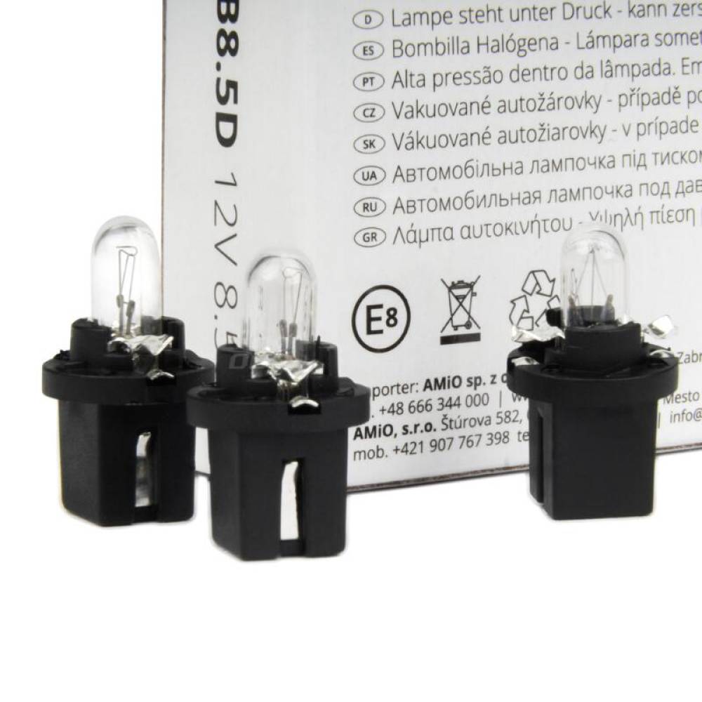 Cutie 10 becuri bord dulie plastic 12V/1.2W, B8.5d, Amio 03371