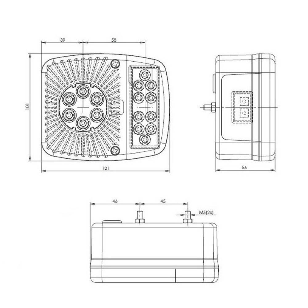 Lampa spate 101x121, 3 functii, dreapta, LED, W18UD 476 Was 