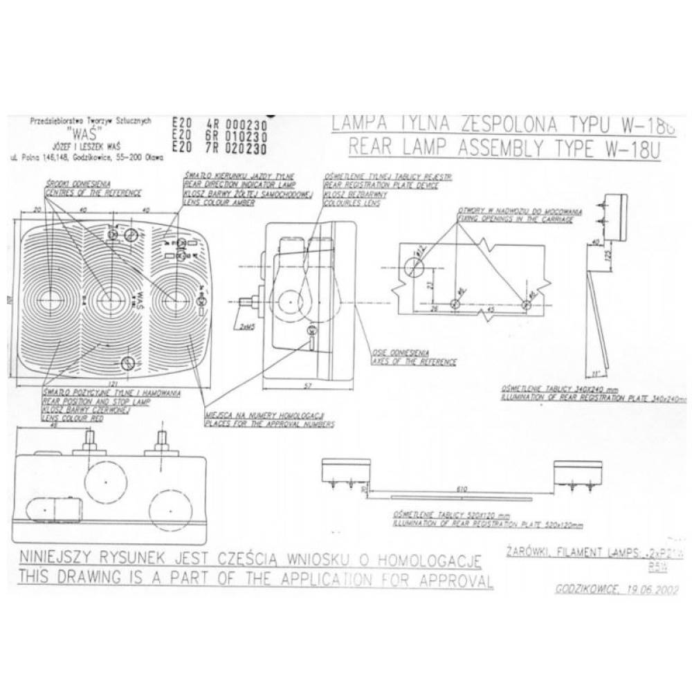 Lampa spate 101x121, 3 functii, iluminare numar, W18U 92 Was Lampa spate 101x121, 3 functii, iluminare numar, W18U 92 Was