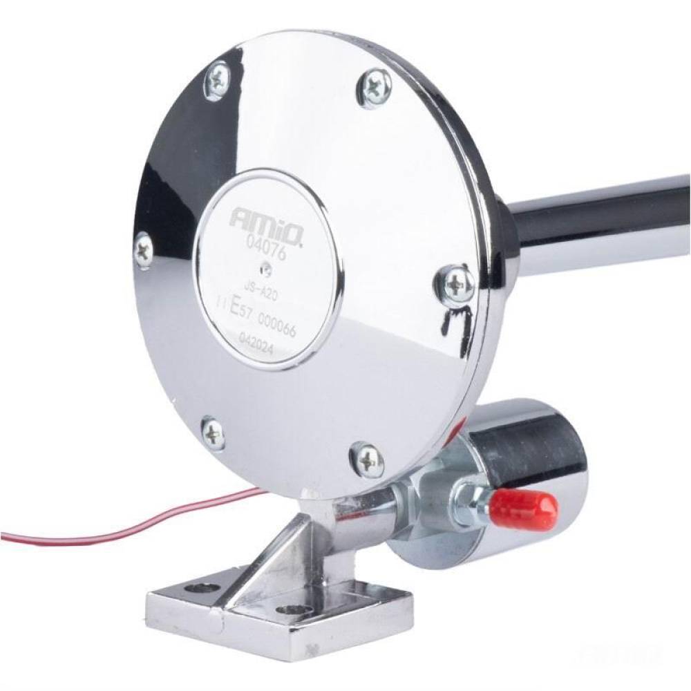 Claxon 12-24V, 120dB, 1 pipa rotunda, 64cm, crom, 04076 Amio Claxon 12-24V, 120dB, 1 pipa rotunda, 64cm, crom, 04076 Amio