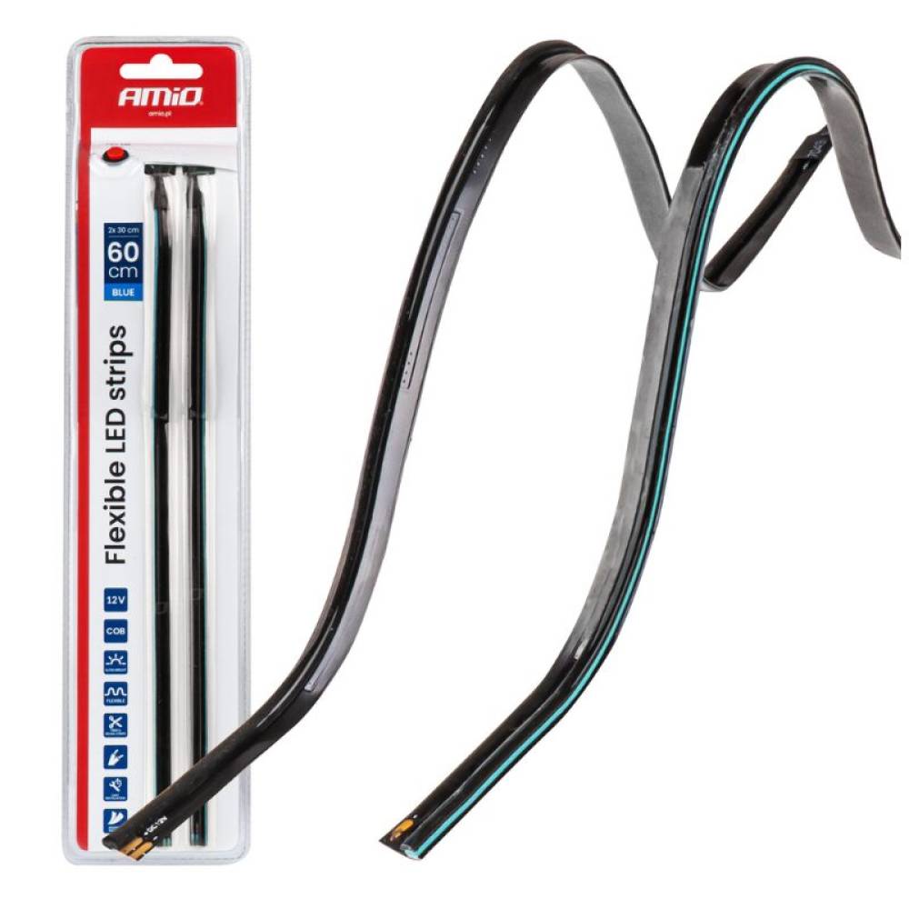 Banda Led Flexibila, COB, Albastru, 2x30cm, 12V, Amio 04578