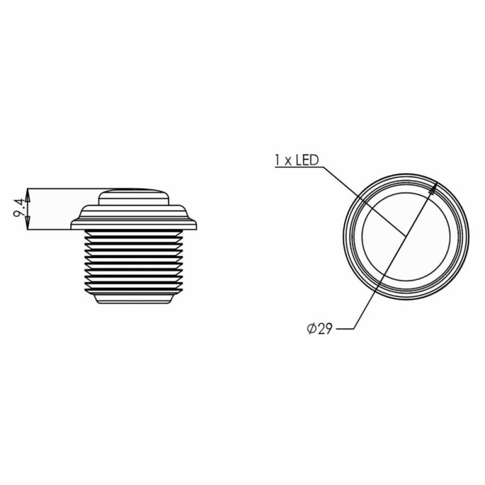 Lampa semnalizare LED, rotunda fi29, incastrabila fi21, LED, W216 1467 Was