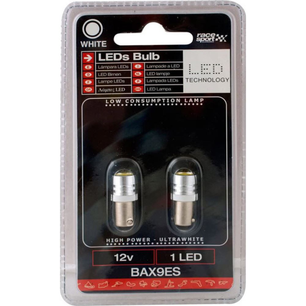 Set 2 becuri pozitie cu LED COB 12V/1W T4W BA9S Aluminiu, Racesport LIT16BN