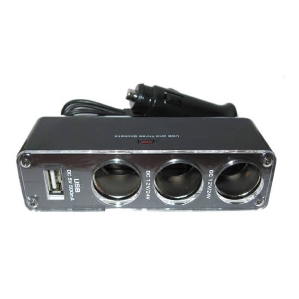 Stecher 3 prize 12 / 24V cu fir si USB 7519 Automax