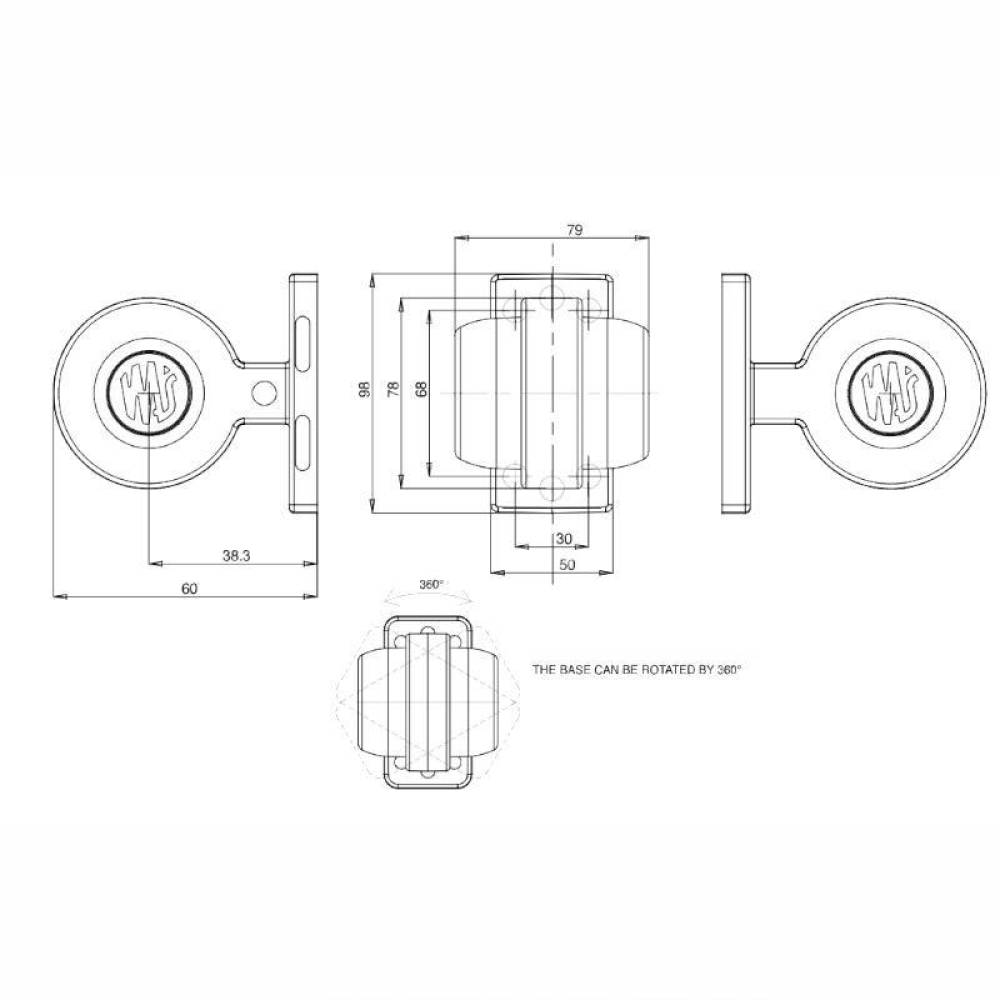 Lampa gabarit brat 60mm, Led NEON, galben cu rosu, stanga-dreapta, W74.2A LOGO 2260/II Was 