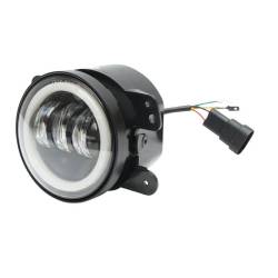 Set 2 proiectoare ceata cu DRL (Angel Eyes) 3 functii, lumini de zi, ceata si semnalizare, fi90mm, Dacia, Renault, Jeep, Dodge, Chrysler, BK69122