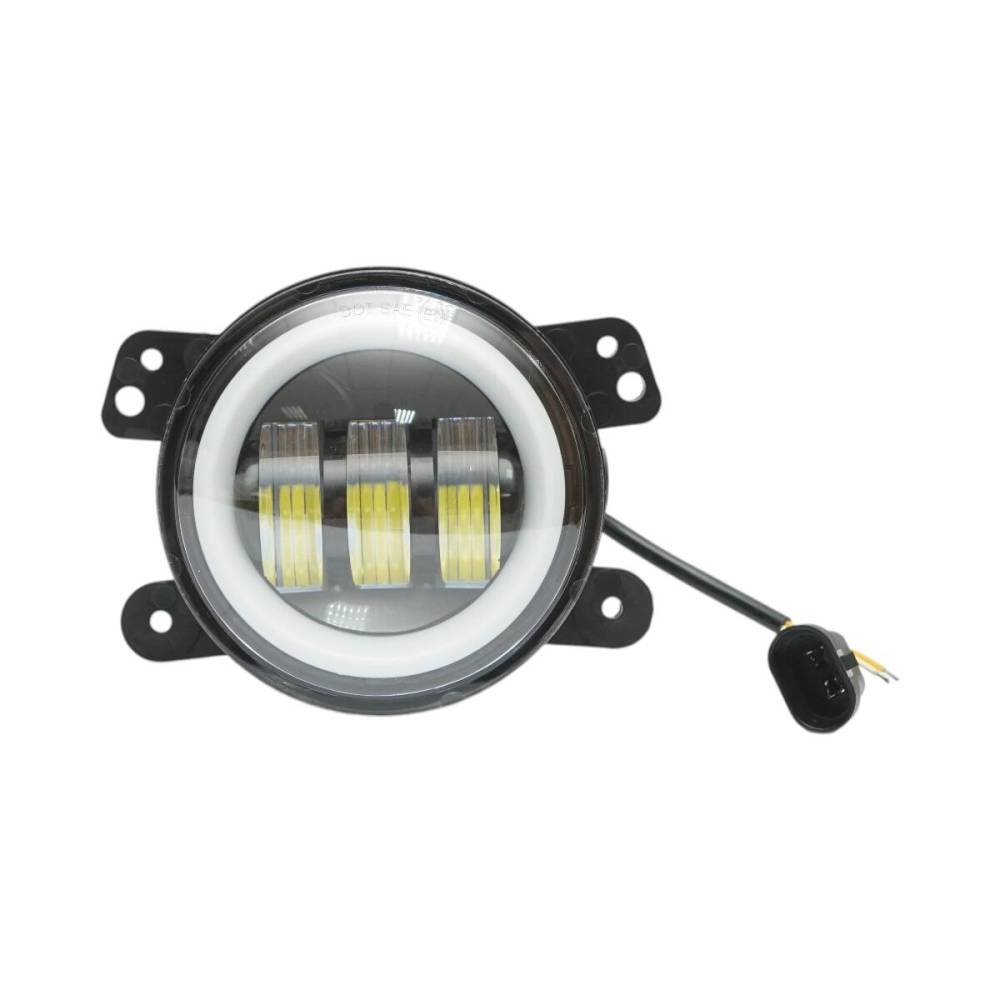 Set 2 proiectoare ceata cu DRL (Angel Eyes) 3 functii, lumini de zi, ceata si semnalizare, fi90mm, Dacia, Renault, Jeep, Dodge, Chrysler, BK69122