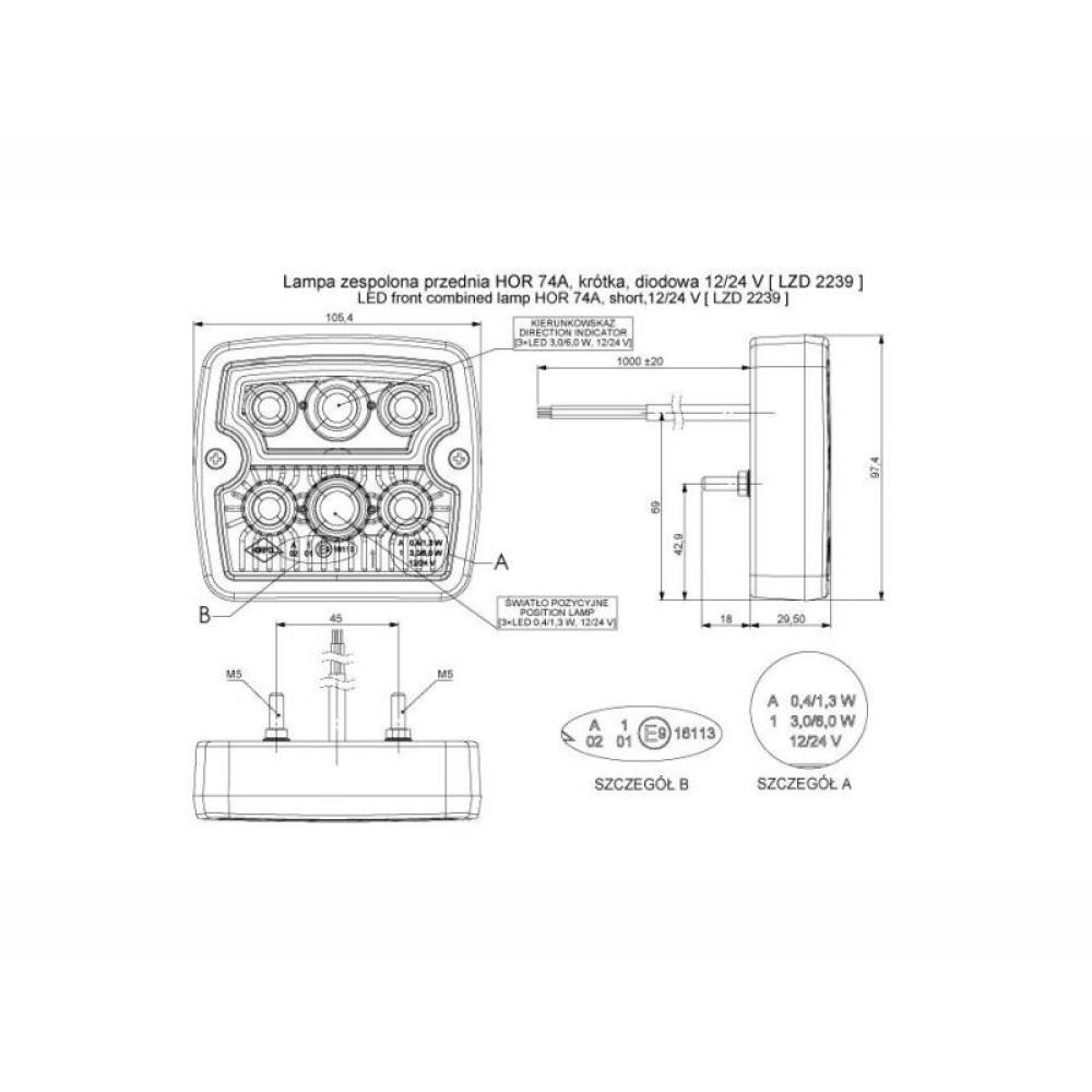 Lampa semnalizare cu pozitie, cu LED-uri,  LZD 2239  Horpol