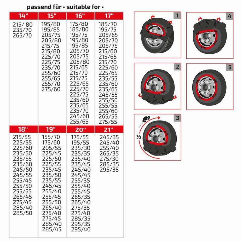 Set 2 huse antiderapante zapada, marimea M, 13''- 18'' Snow Grip Pro 735.52 Heyner 