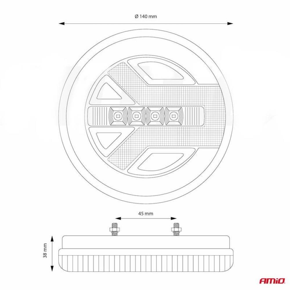 Lampa stop fi140, 3 functii, LED neon, 12-24V, stanga, dreapta 02371 Amio