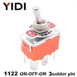 Intrerupator ON/OFF/ON E-TEN 1122, 3 faze, metal, 15A, 250V, 