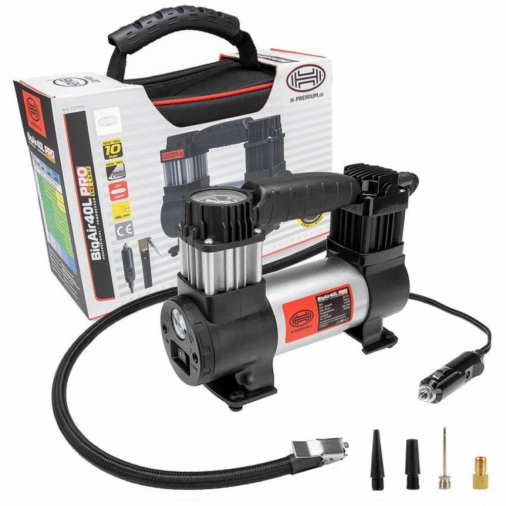 Compresor aer 12V, 10bar, Bigair 40L cu lanterna 237.10 Heyner