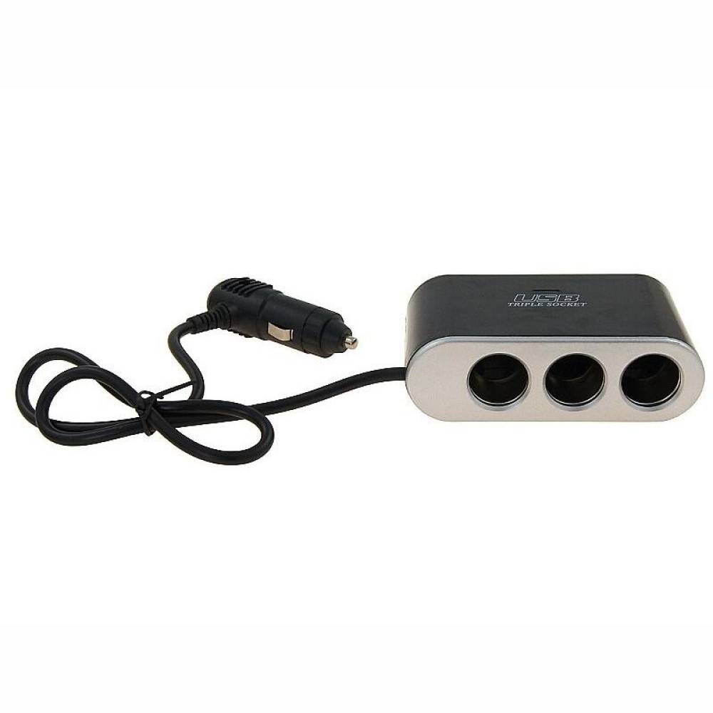 Stecher 3 prize 12 / 24V cu fir, LED, intrerupator si USB, 58614 Carmotion