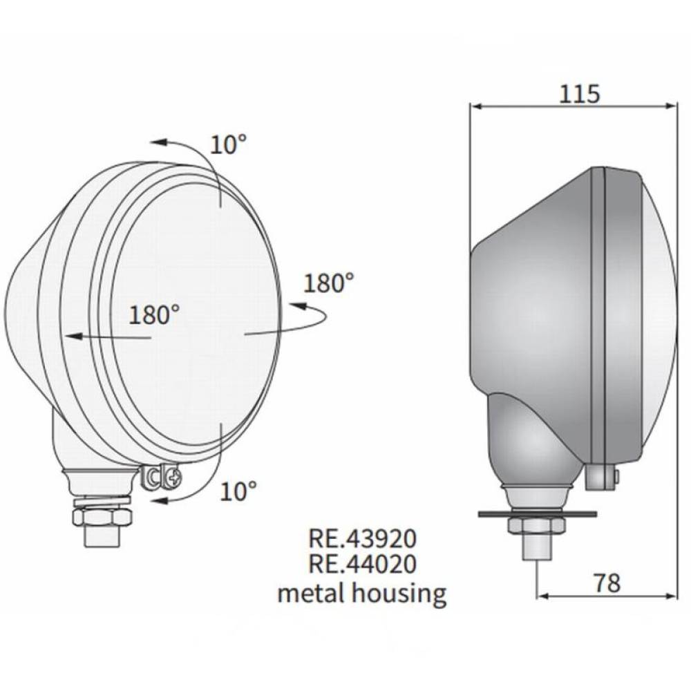 Far tractor rotund Ursus, metal, cu pozitie, fara bec, H4, 43920 Zelmot Wesem Far tractor rotund Ursus, metal, cu pozitie, fara bec, H4, 43920 Zelmot Wesem