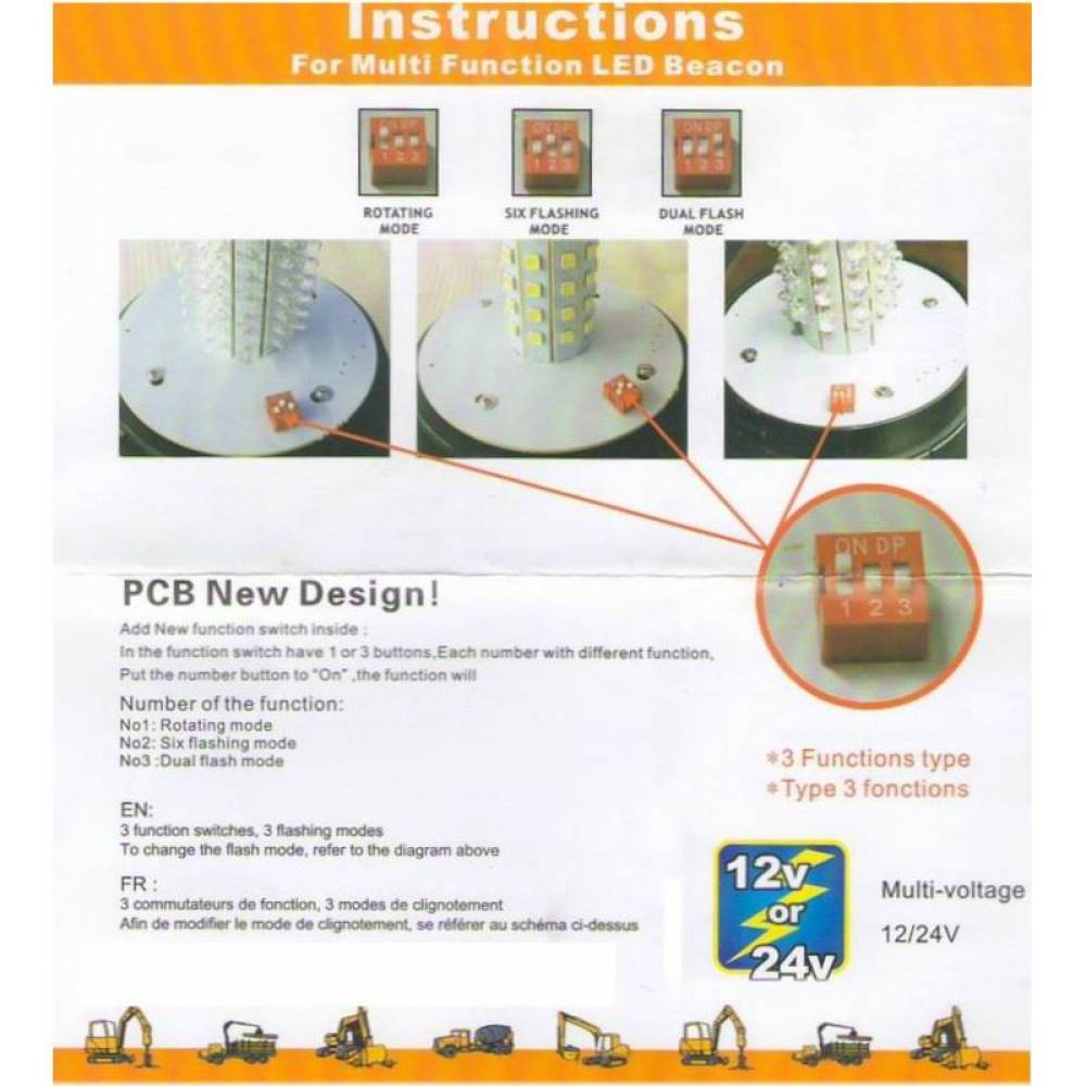 Girofar 12/24V, h205, 80 LED-uri, prindere pe tija flexi, 0688 Automax