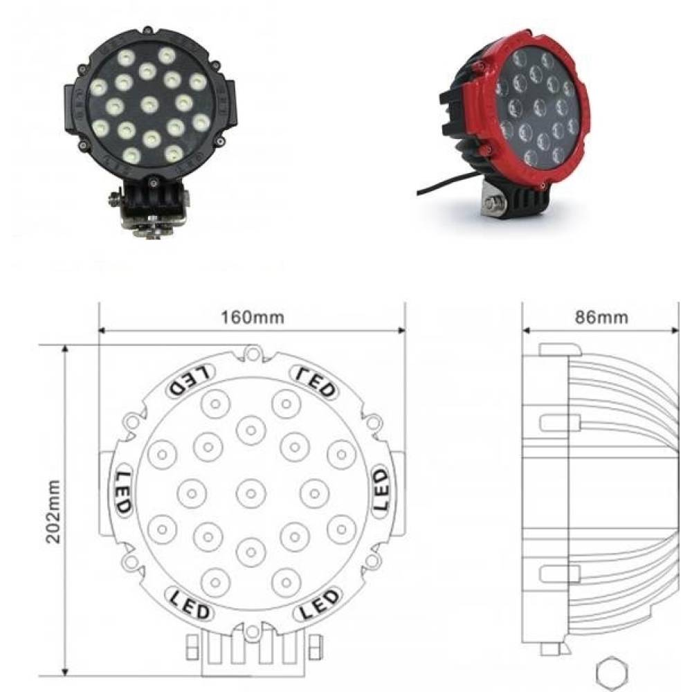 Proiector fi160 faza lunga, off road, 4x4, cu LED, 9-32V, 51W, CH013