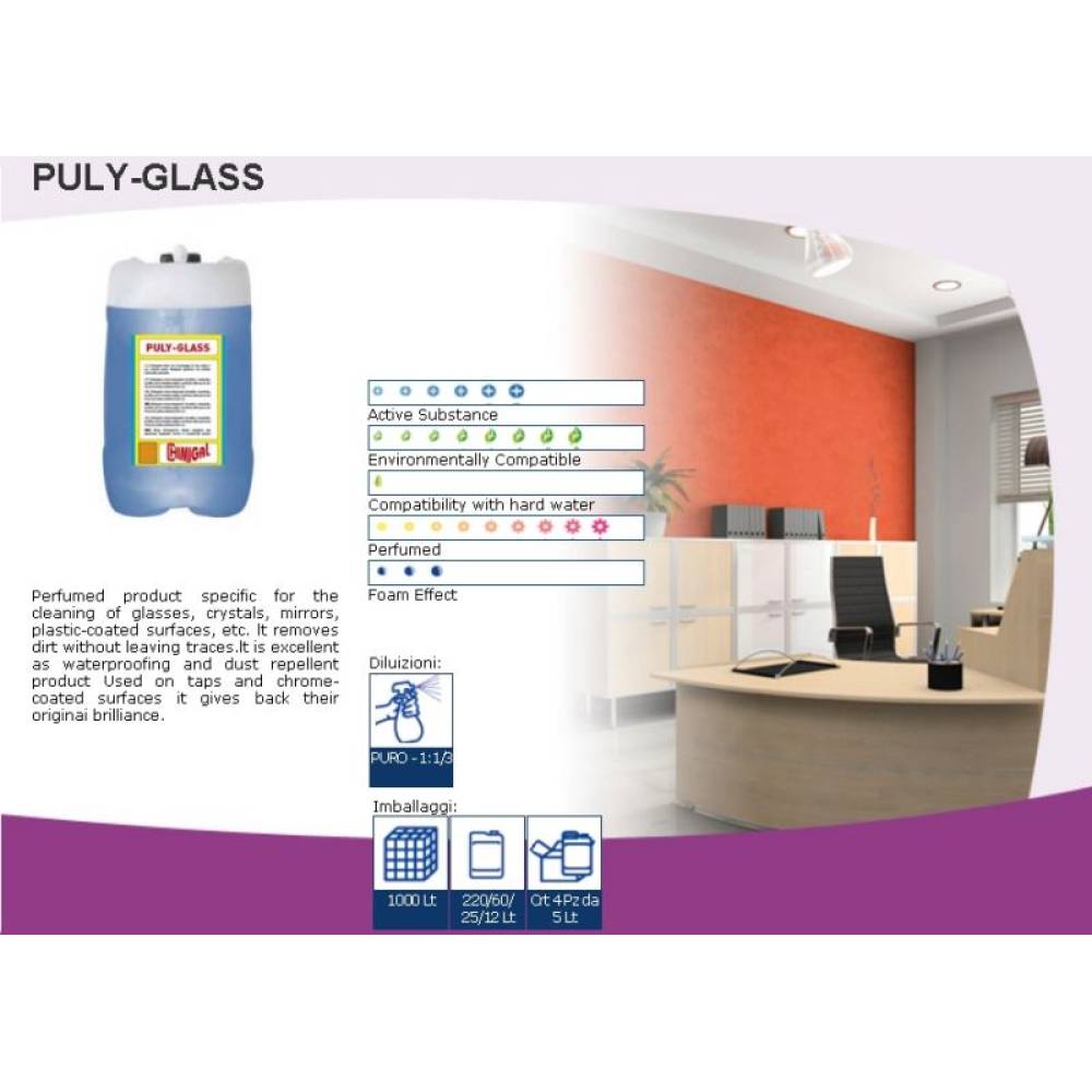 Solutie spalat geamuri si interior Puly-Glass 5L Chimigal