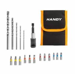 Trusa varfuri 12 biti si 5 burghie, cu husa, set 18 bucati, 11003 Handy
