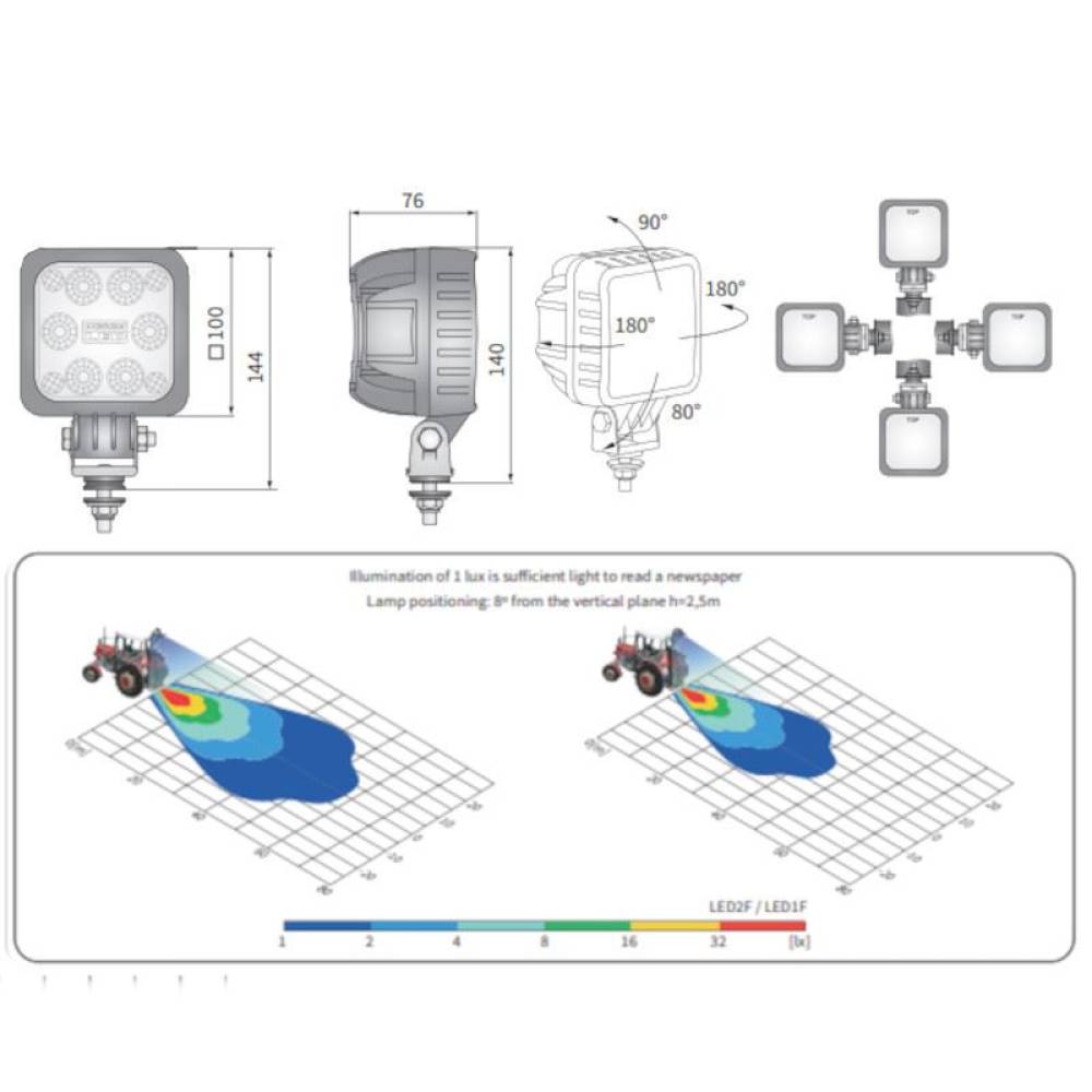 Proiector lucru 100x100, LED, 1500lm, 24W, 1F.47400 Wesem